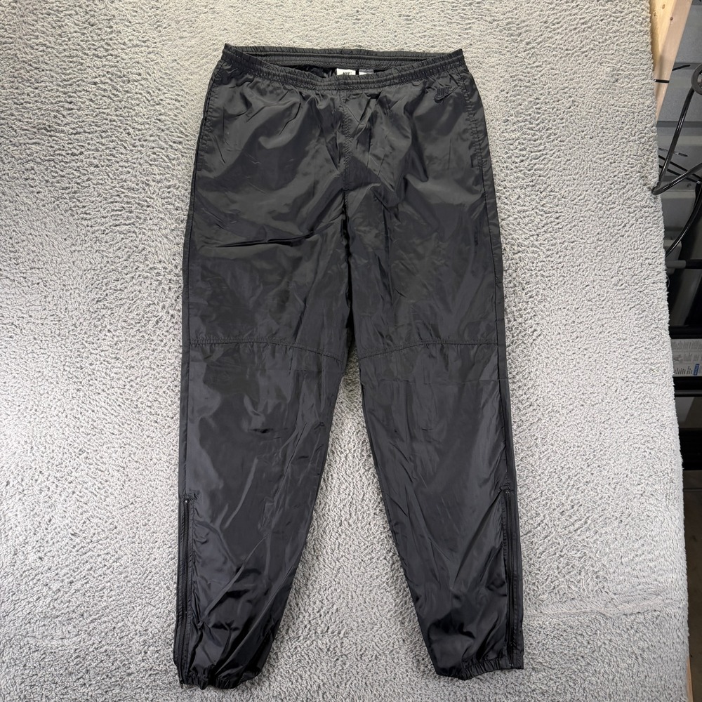 Vintage Nike Pant Mens L Black Nylon Windbreaker Tapered Hiking Fishing Camping